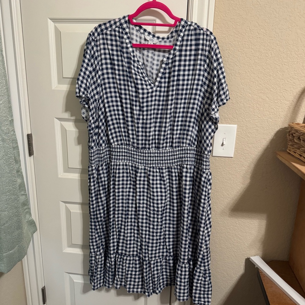 Blue gingham dress